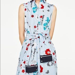 ZARA Stripes and Flowers tie dress